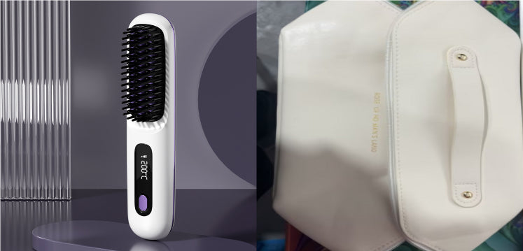 2 In 1 Straight Hair Comb Wireless Hair Straightener Brush Hair Fast Heating Portable Hot Curler USB Charging